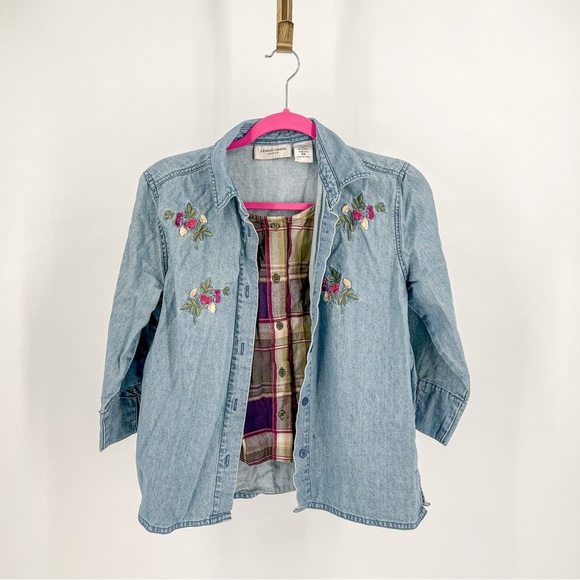 Embroidered Denim Button Down Shirt - Picture 1 of 5